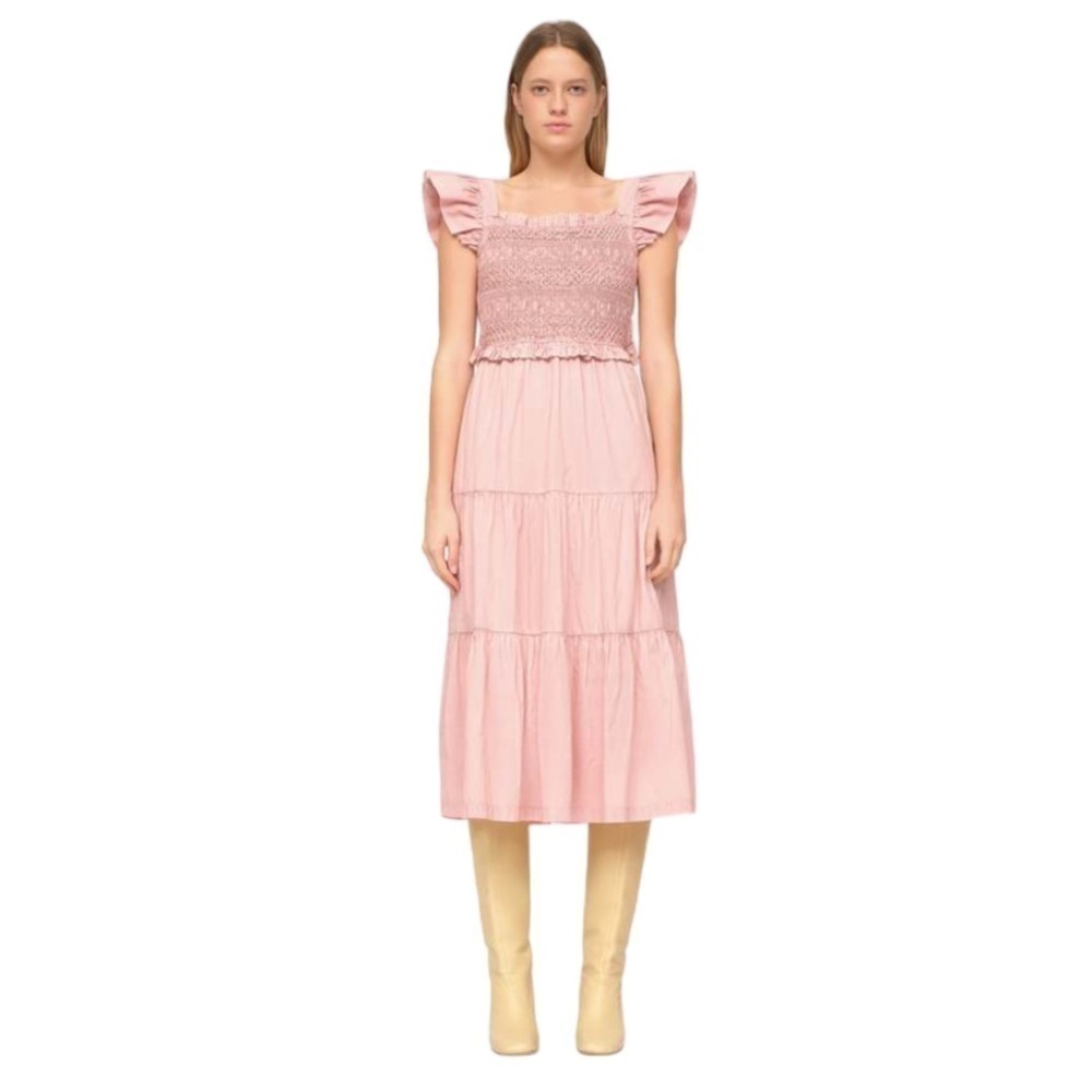 Sea New York- NWOT Simona Feminine Ruffle Smocked Midi Dress Sz 4